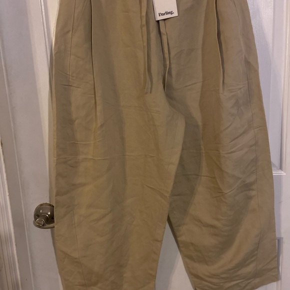 Darling, journey easy pant tan Linen Beige Cream barrel wide leg pull on S NWT - Picture 12 of 16